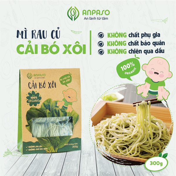 Mì Ăn dặm Cải Bó Xôi Organic Anpaso